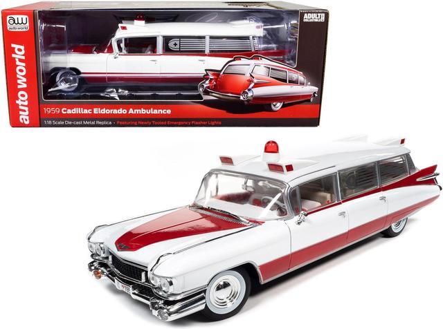 Alt view image 6 of 6 - 1959 Cadillac Eldorado Ambulance Red and White 1/18 Diecast Model by Auto World