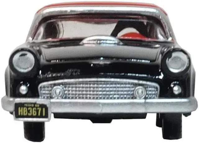 Alt view image 3 of 4 - 1956 Ford Thunderbird Raven Black with Fiesta Red Top 1/87 (HO) Scale Diecast Model Car by Oxford Diecast
