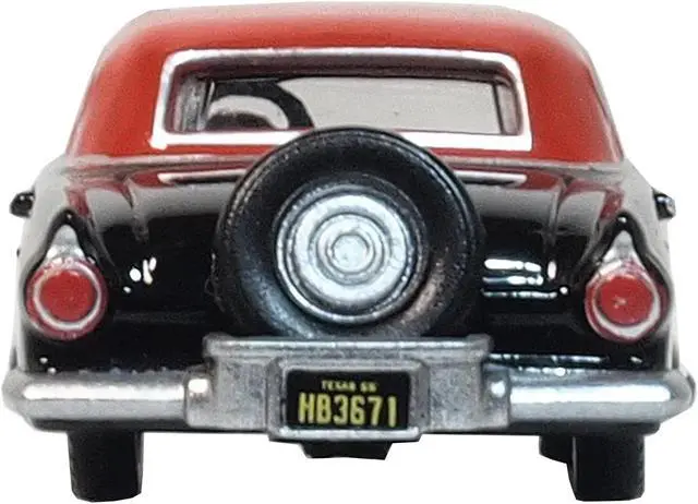 Alt view image 4 of 4 - 1956 Ford Thunderbird Raven Black with Fiesta Red Top 1/87 (HO) Scale Diecast Model Car by Oxford Diecast