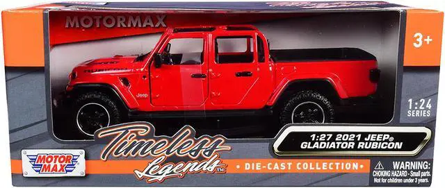 Alt view image 3 of 3 - 2021 Jeep Gladiator Rubicon (Open Top) Pickup Truck Red 1/24-1/27 Diecast Model Car by Motormax