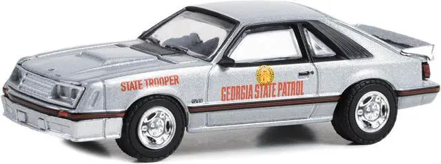 Alt view image 2 of 3 - 1982 Ford Mustang GT Silver Metallic "Georgia State Patrol State Trooper" "Hot Pursuit" 1/64 Diecast Model Car by Greenlight