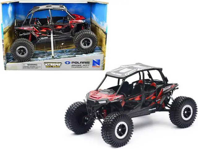 Main image of Polaris RZR XP 4 Turbo EPS Sport UTV Red Metallic with Graphics and Black Top "Xtreme Off-Road" 1/18 Diecast Model by New Ray