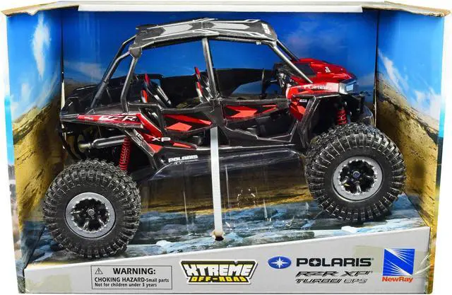 Alt view image 3 of 3 - Polaris RZR XP 4 Turbo EPS Sport UTV Red Metallic with Graphics and Black Top "Xtreme Off-Road" 1/18 Diecast Model by New Ray