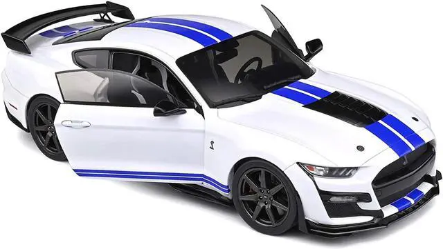 Alt view image 2 of 6 - 2020 Ford Mustang Shelby GT500 White with Blue Stripes "Special Edition" 1/18 Diecast Model Car by Maisto