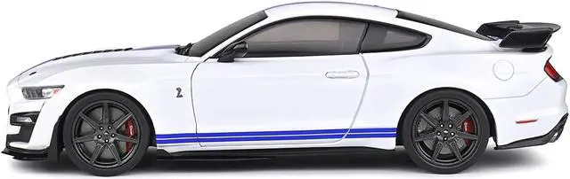 Alt view image 3 of 6 - 2020 Ford Mustang Shelby GT500 White with Blue Stripes "Special Edition" 1/18 Diecast Model Car by Maisto