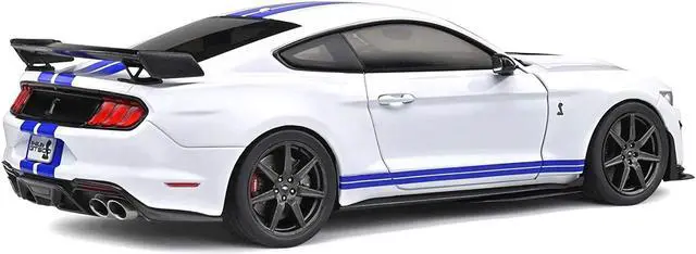 Alt view image 5 of 6 - 2020 Ford Mustang Shelby GT500 White with Blue Stripes "Special Edition" 1/18 Diecast Model Car by Maisto