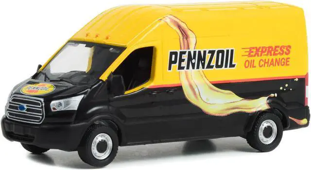 Alt view image 2 of 3 - 2019 Ford Transit LWB High Roof Van "Pennzoil Express Oil Change" Yellow & Black 1/64 Diecast Model Car by Greenlight