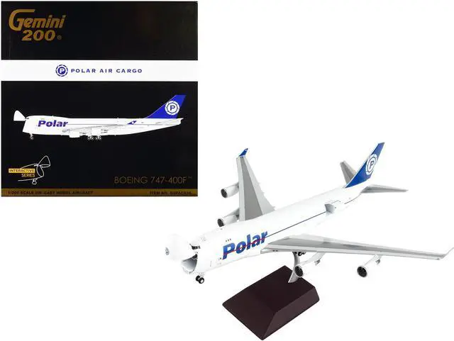 Main image of Boeing 747-400F Commercial Aircraft White with Blue Tail "Gemini 200 - Interactive" 1/200 Diecast Model Airplane by GeminiJets