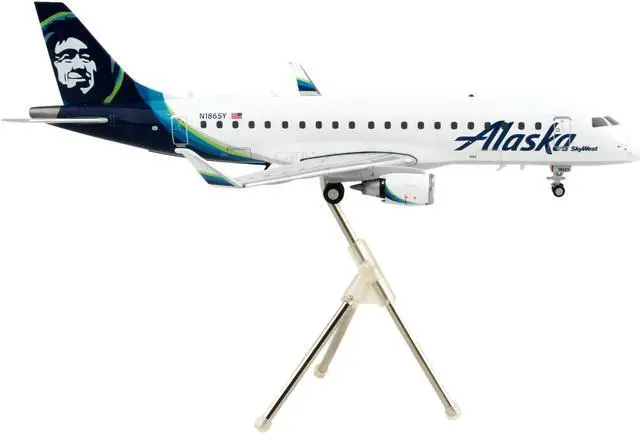 Alt view image 2 of 6 - Embraer ERJ-175 Commercial Aircraft "Alaska Airlines" White w/Blue Tail "Gemini 200" 1/200 Diecast Model Airplane by GeminiJets