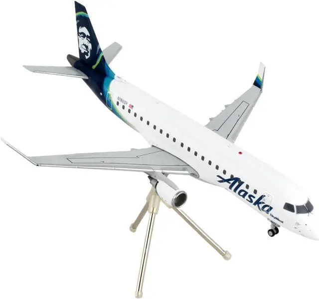 Alt view image 3 of 6 - Embraer ERJ-175 Commercial Aircraft "Alaska Airlines" White w/Blue Tail "Gemini 200" 1/200 Diecast Model Airplane by GeminiJets