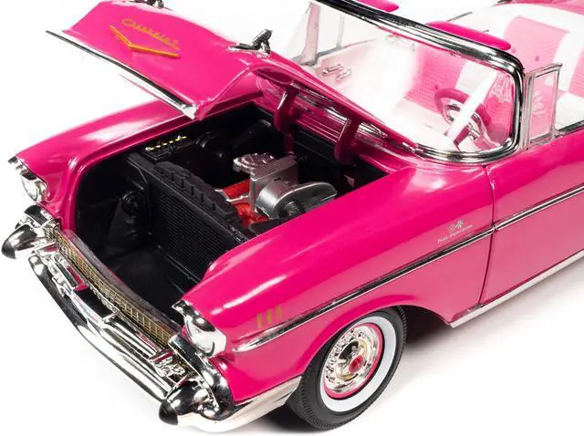 Alt view image 3 of 6 - 1957 Chevrolet Bel Air Convertible Pink "Barbie" "Silver Screen Machines" 1/18 Diecast Model Car by Auto World