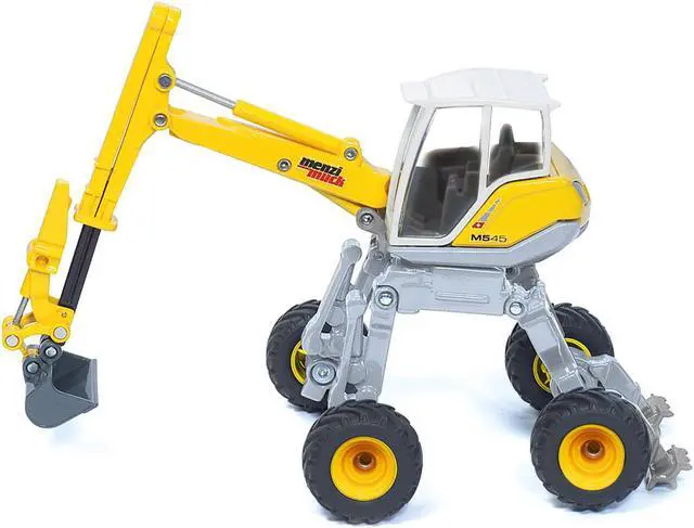 Alt view image 2 of 4 - Menzi Muck M545 Walking Excavator Yellow with White Top 1/50 Diecast Model by Siku