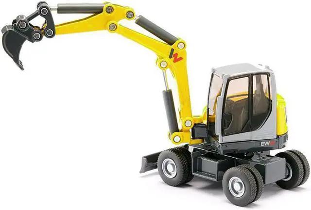 Alt view image 3 of 6 - Wacker Neuson EW65 Mobile Excavator Yellow and Gray 1/50 Diecast Model by Siku
