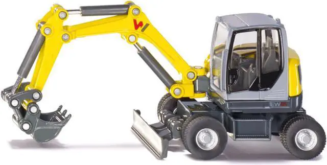 Alt view image 2 of 6 - Wacker Neuson EW65 Mobile Excavator Yellow and Gray 1/50 Diecast Model by Siku