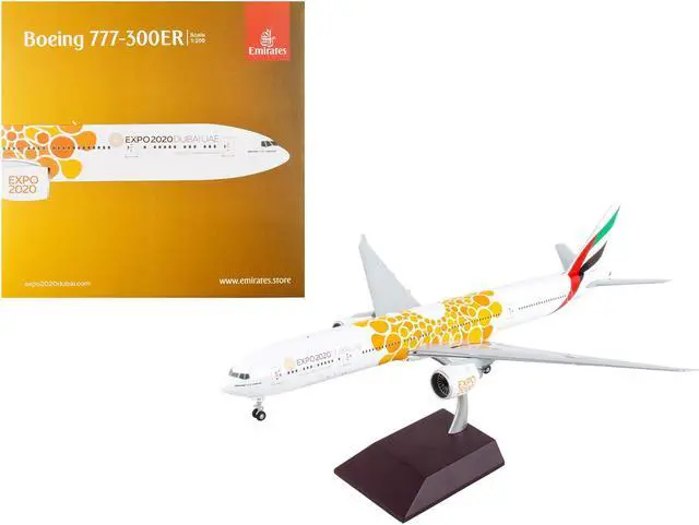 Main image of Boeing 777-300ER Commercial Aircraft White with Orange Graphics "Gemini 200" Series 1/200 Diecast Model Airplane by GeminiJets