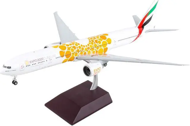 Alt view image 2 of 5 - Boeing 777-300ER Commercial Aircraft White with Orange Graphics "Gemini 200" Series 1/200 Diecast Model Airplane by GeminiJets