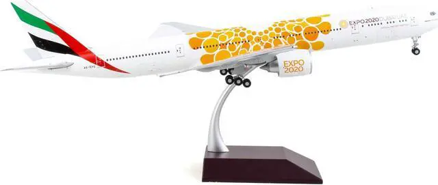 Alt view image 3 of 5 - Boeing 777-300ER Commercial Aircraft White with Orange Graphics "Gemini 200" Series 1/200 Diecast Model Airplane by GeminiJets