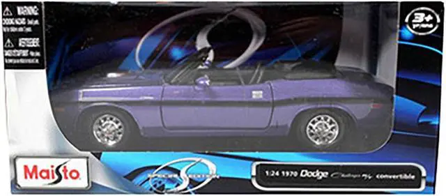 Alt view image 3 of 3 - 1970 Dodge Challenger R/T Convertible Purple 1/24 Diecast Model Car by Maisto