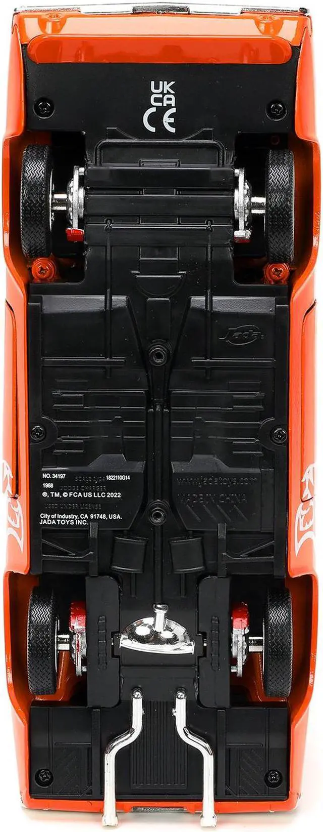Alt view image 6 of 6 - 1968 Dodge Charger R/T SRT Orange with White Stripes and Graphics "Bigtime Muscle" Series 1/24 Diecast Model Car by Jada
