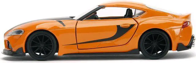 Alt view image 6 of 11 - Han's Mazda RX-7 Orange Met. & Matt Black & Toyota GR Supra Orange Met. w/Black Hood Set of 2 pcs 1/32 Diecast Model Cars Jada
