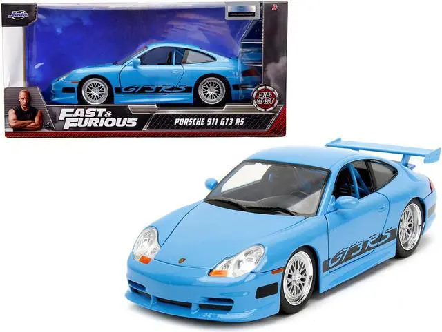Main image of Porsche 911 GT3 RS Light Blue with Black Accents "Fast & Furious" Movie 1/24 Diecast Model Car by Jada