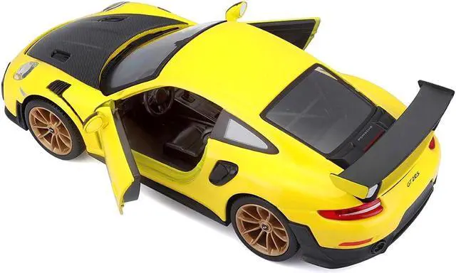 Alt view image 3 of 4 - Porsche 911 GT2 RS Yellow with Carbon Hood and Gold Wheels "Special Edition" 1/24 Diecast Model Car by Maisto