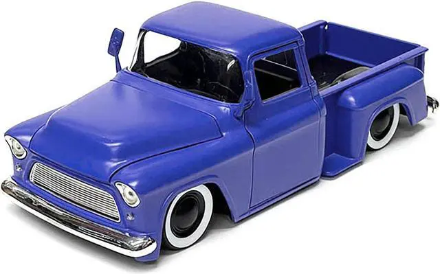 Alt view image 2 of 4 - 1955 Chevrolet Stepside Pickup Truck Matt Blue "Just Trucks" Series 1/24 Diecast Model Car by Jada