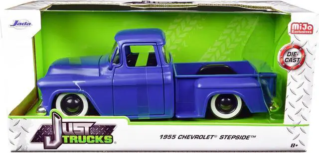 Alt view image 3 of 4 - 1955 Chevrolet Stepside Pickup Truck Matt Blue "Just Trucks" Series 1/24 Diecast Model Car by Jada