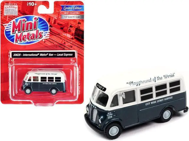 Main image of International Metro Van Dark Blue Metallic and White "City Wide Jitney Service" 1/87 (HO) Scale Model Car by Classic Metal Works