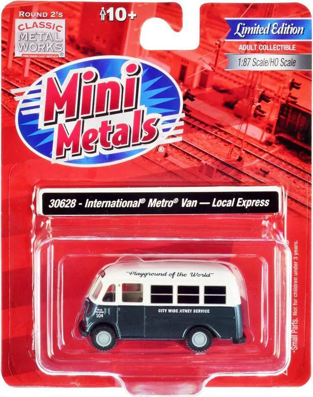 Alt view image 3 of 4 - International Metro Van Dark Blue Metallic and White "City Wide Jitney Service" 1/87 (HO) Scale Model Car by Classic Metal Works