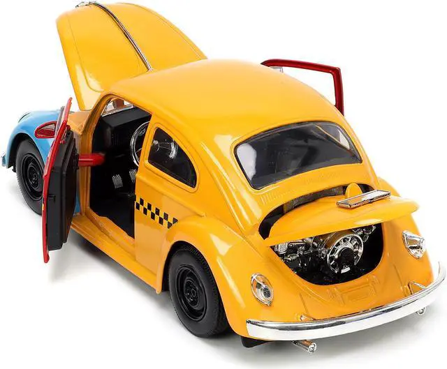 Alt view image 3 of 11 - 1959 Volkswagen Beetle Taxi Yellow and Blue and Oscar the Grouch Diecast Figure "Sesame Street" 1/24 Diecast Model Car by Jada