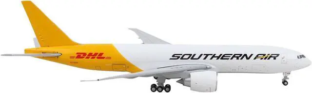 Alt view image 2 of 6 - Boeing 777F Commercial Aircraft "Southern Air - DHL" White and Yellow 1/400 Diecast Model Airplane by GeminiJets
