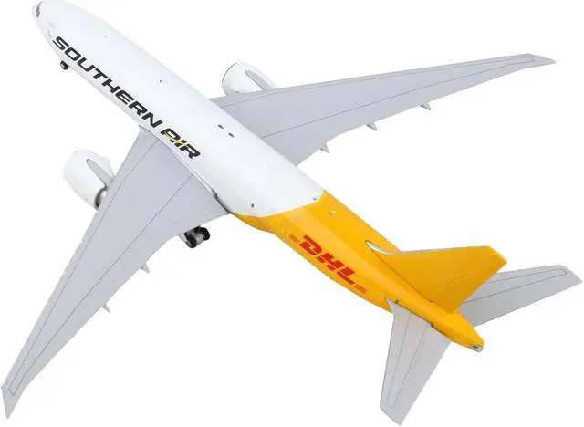 Alt view image 3 of 6 - Boeing 777F Commercial Aircraft "Southern Air - DHL" White and Yellow 1/400 Diecast Model Airplane by GeminiJets