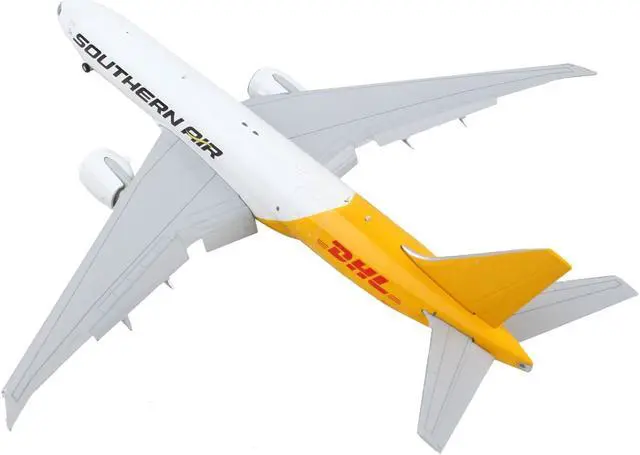 Alt view image 3 of 8 - Boeing 777F Commercial Aircraft with Flaps Down "Southern Air - DHL" White and Yellow 1/400 Diecast Model Airplane by GeminiJets