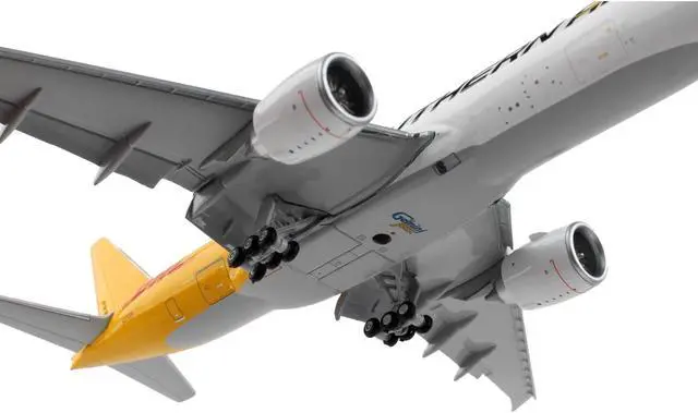 Alt view image 4 of 8 - Boeing 777F Commercial Aircraft with Flaps Down "Southern Air - DHL" White and Yellow 1/400 Diecast Model Airplane by GeminiJets