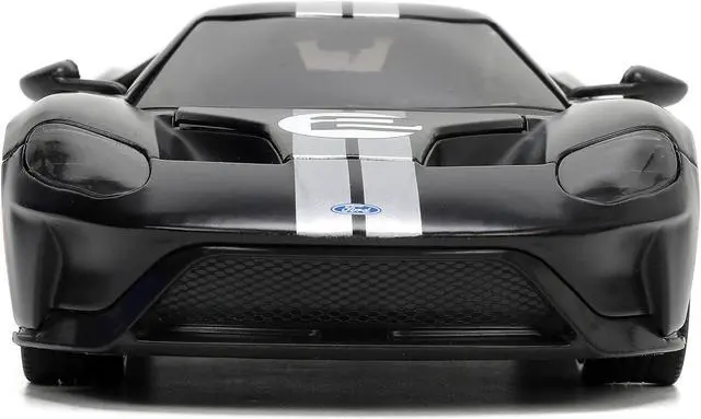 Alt view image 5 of 11 - 2017 Ford GT #2 Matt Black with Silver Stripes and Gold Wheels "Bigtime Muscle" Series 1/24 Diecast Model Car by Jada