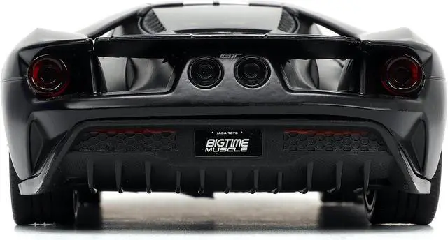 Alt view image 6 of 11 - 2017 Ford GT #2 Matt Black with Silver Stripes and Gold Wheels "Bigtime Muscle" Series 1/24 Diecast Model Car by Jada