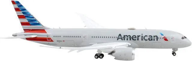 Alt view image 2 of 8 - Boeing 787-8 Commercial Aircraft w/Flaps Down "American Airlines" Gray w/Striped Tail 1/400 Diecast Model Airplane by GeminiJets