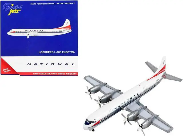 Main image of Lockheed L-188 Electra Commercial Aircraft "National Airlines" White with Red Tail 1/400 Diecast Model Airplane by GeminiJets