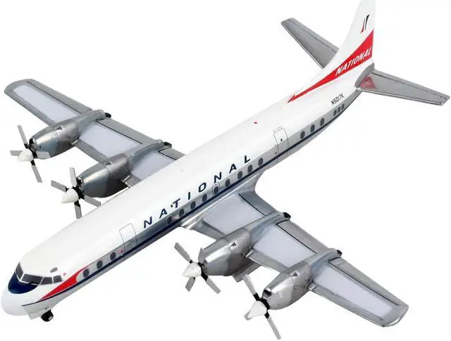 Alt view image 2 of 5 - Lockheed L-188 Electra Commercial Aircraft "National Airlines" White with Red Tail 1/400 Diecast Model Airplane by GeminiJets
