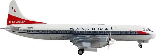 Alt view image 3 of 5 - Lockheed L-188 Electra Commercial Aircraft "National Airlines" White with Red Tail 1/400 Diecast Model Airplane by GeminiJets