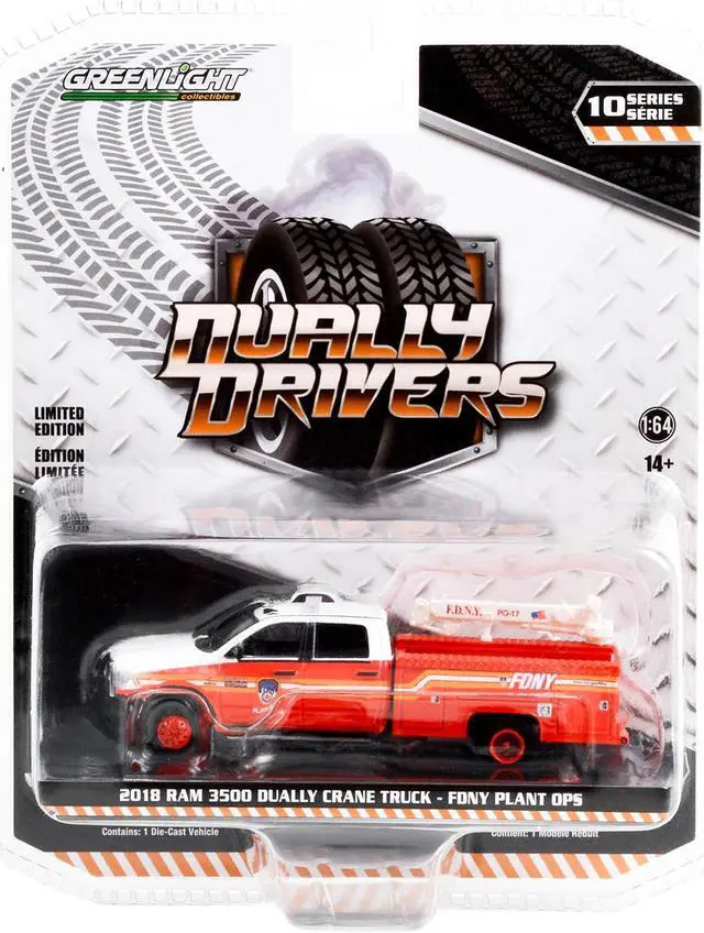 Alt view image 3 of 3 - 2018 Ram 3500 Dually Crane Truck Red & White w/Stripes "FDNY (Fire Dept of N.Y) Plant Ops" 1/64 Diecast Model Car by Greenlight