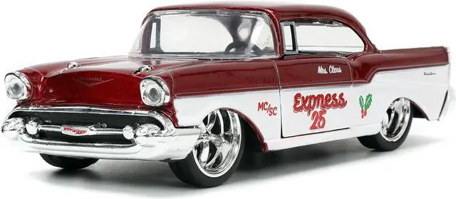 Alt view image 4 of 6 - 1941 Ford Truck Red & White & 1957 Chevrolet Bel Air Red Met. & White w/Figures 1/32 Diecast Model Cars by Jada
