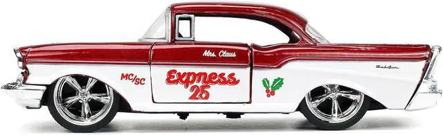 Alt view image 5 of 6 - 1941 Ford Truck Red & White & 1957 Chevrolet Bel Air Red Met. & White w/Figures 1/32 Diecast Model Cars by Jada
