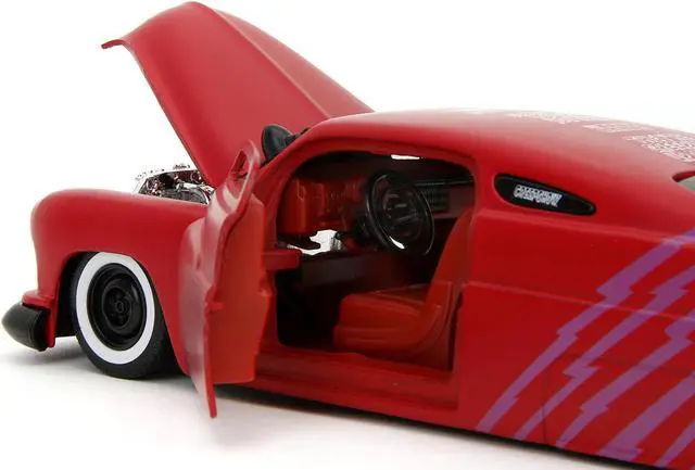 Alt view image 3 of 6 - 1951 Mercury Matt Red with Purple Stripes and Creep Diecast Figure "Creepshow" (1982) Movie 1/24 Diecast Model Car by Jada