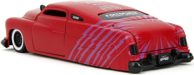 Alt view image 6 of 6 - 1951 Mercury Matt Red with Purple Stripes and Creep Diecast Figure "Creepshow" (1982) Movie 1/24 Diecast Model Car by Jada