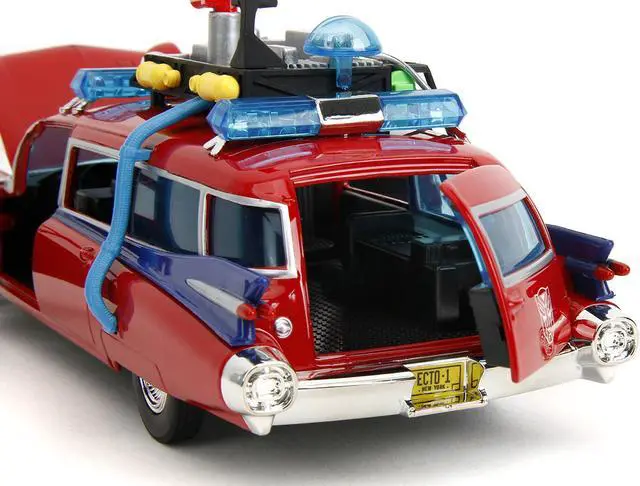 Alt view image 5 of 6 - 1959 Cadillac Ambulance Ecto-1 Red "Transformers" TV - "Ghostbusters" (1984) Movie Crossover1/24 Diecast Model Car by Jada