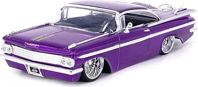 Alt view image 2 of 6 - 1959 Chevrolet Impala Lowrider Candy Purple with DUB Wire Wheels "Street Low" Series 1/24 Diecast Model Car by Jada