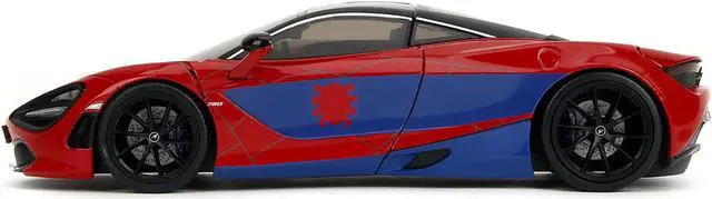 Alt view image 5 of 6 - McLaren 720S Red and Blue with Black Top and Graphics and Figure "Marvel Spider-Man" "Hollywood Rides" Series 1/24 Diecast Model Car by Jada