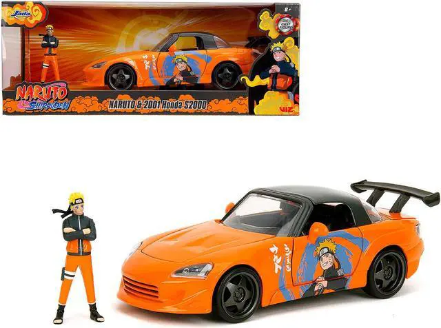 Main image of 2001 Honda S2000 Orange w/Gray Top and Graphics & Figure "Naruto Shippuden" (2009-2017) TV Series 1/24 Diecast Model Car by Jada